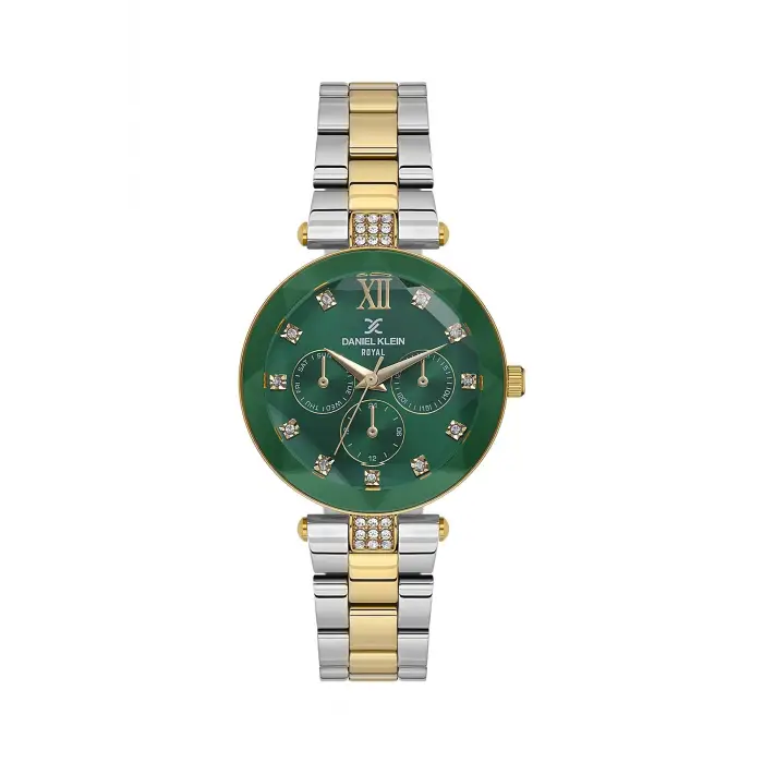 Kadranı Yeşil Kordonu Gold Gümüş Renk Hediye Paketli 32 Mm Kadın Kol Saati