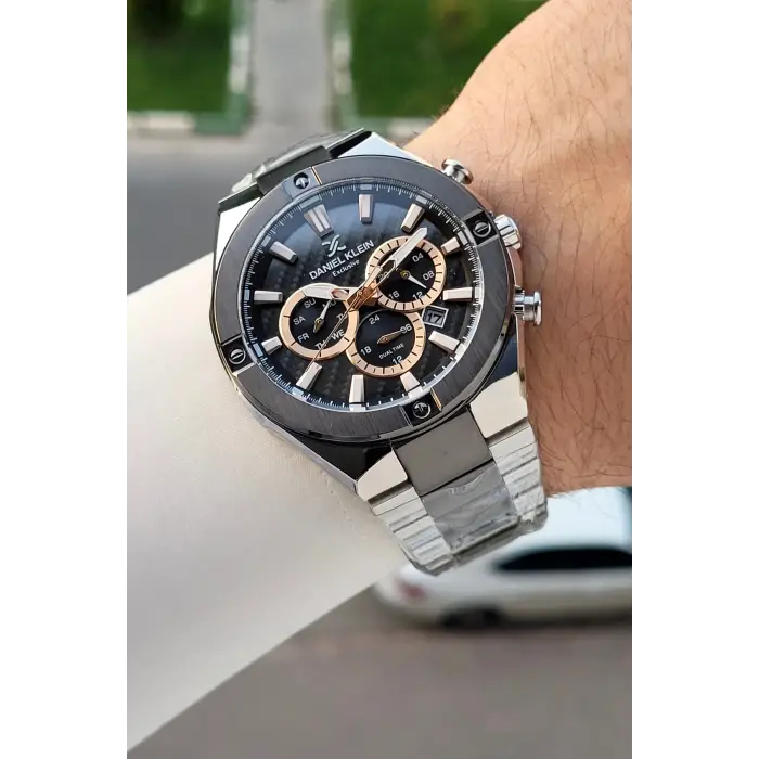 Siyah Gümüş Renk 46,5 Mm Hediye Paketli Erkek Kol Saati