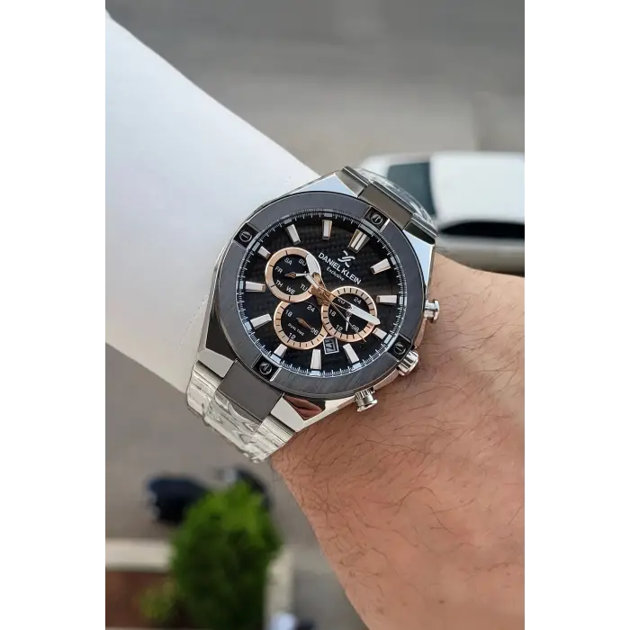 Siyah Gümüş Renk 46,5 Mm Hediye Paketli Erkek Kol Saati