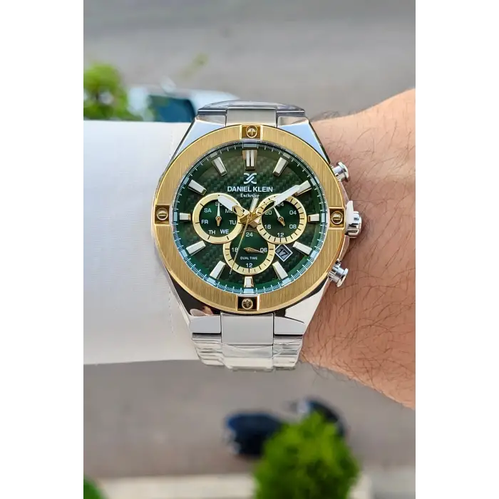 Kadranı Yeşil Kordonu Gümüş Renk 46,5 Mm Hediye Paketli Erkek Kol Saati