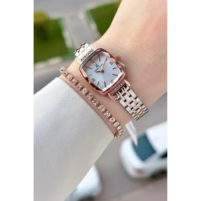 Rose Gümüş Renk Hediye Paketli 22 Mm Kadın Kol Saati