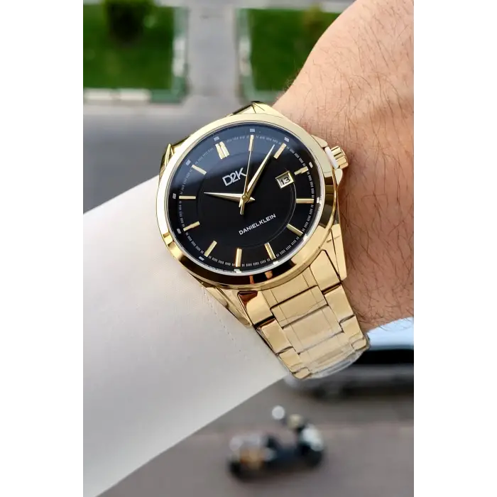 Kadranı Siyah Kordonu Gold Renk 42,5 Mm Hediye Paketli Erkek Kol Saati