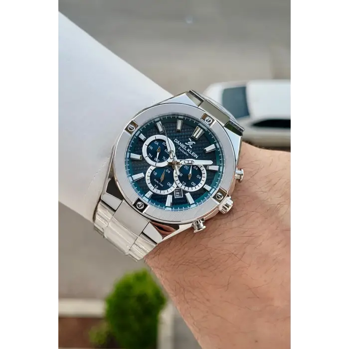 Kadranı Mavi Kordonu Gümüş Renk 46,5 Mm Hediye Paketli Erkek Kol Saati