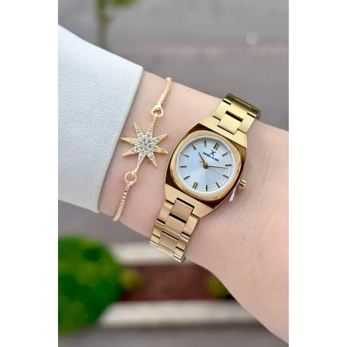 Gold Renk Hediye Paketli 22,5 Mm Kadın Kol Saati