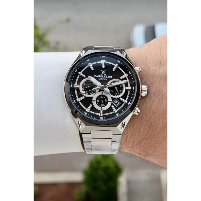 Kadranı Siyah Kordonu Gümüş Renk 43 Mm Hediye Paketli Erkek Kol Saati
