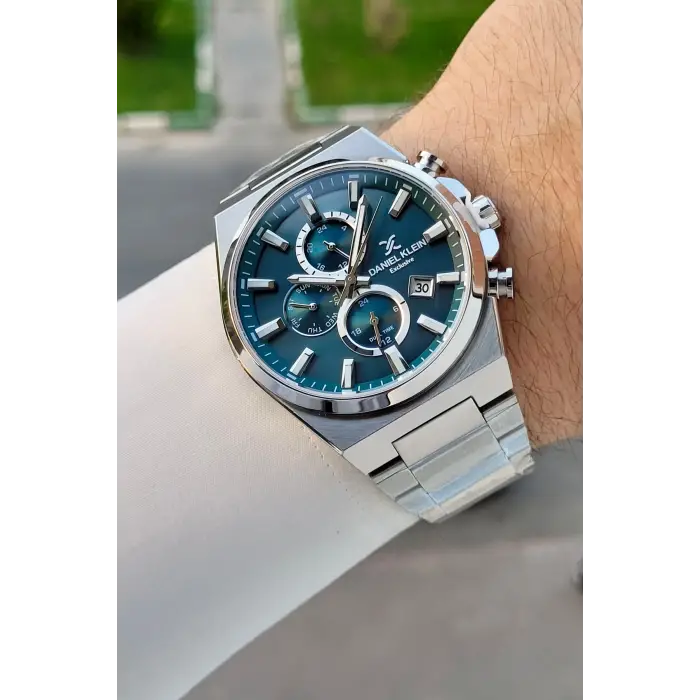 Kadranı Mavi Kordonu Gümüş Renk Hediye Paketli 44 Mm Erkek Kol Saati