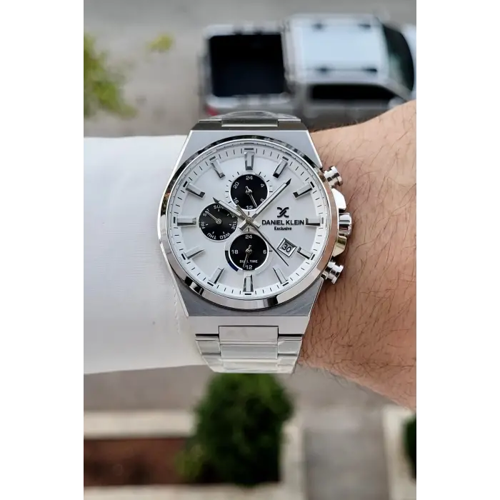 Gümüş Renk Hediye Paketli 44 Mm Erkek Kol Saati