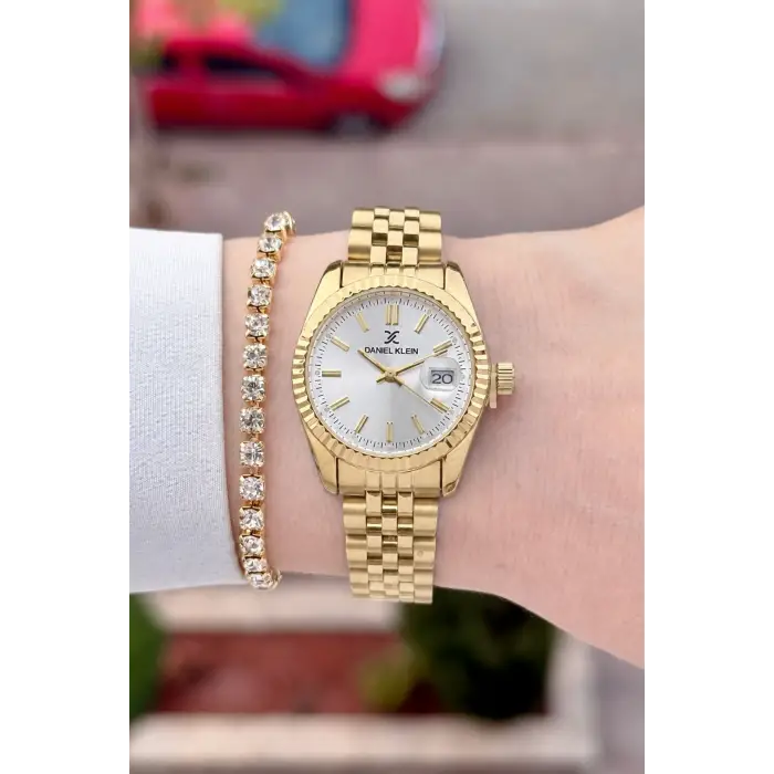 Gold Renk 28 Mm Hediye Paketli Kadın Kol Saati ve Bileklik