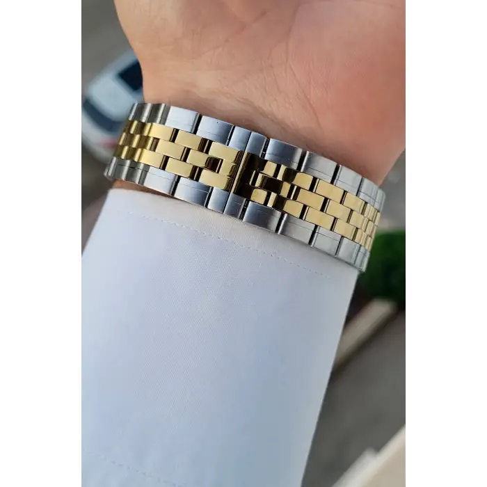 Kadranı Yeşil Kordonu Gold Gümüş Renk 41 Mm 5 ATM Takvimli Hediye Paketli Erkek Kol Saati