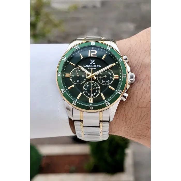 Kadranı Yeşil Kordonu Gold Gümüş Renk 43 Mm İç Göstergeleri Aktif Hediye Paketli Erkek Kol Saati