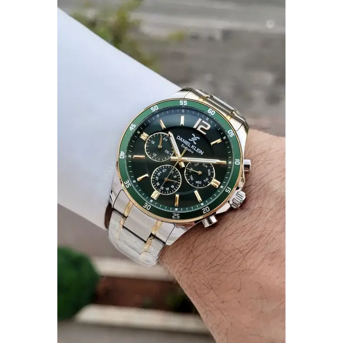 Kadranı Yeşil Kordonu Gold Gümüş Renk 43 Mm İç Göstergeleri Aktif Hediye Paketli Erkek Kol Saati