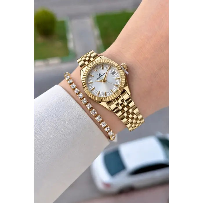 Gold Renk 28 Mm Hediye Paketli Kadın Kol Saati