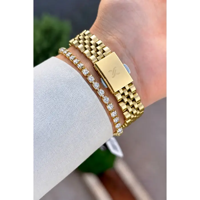 Gold Renk 28 Mm Hediye Paketli Kadın Kol Saati