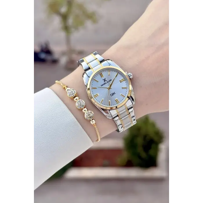 Gold Gümüş Renk 30 Mm Hediye Paketli Kadın Kol Saati