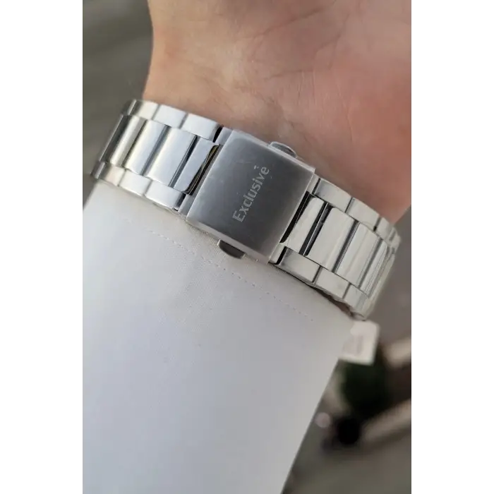 Gümüş Lacivert Renk 44 Mm İç Göstergeleri Aktif Hediye Paketli Erkek Kol Saati