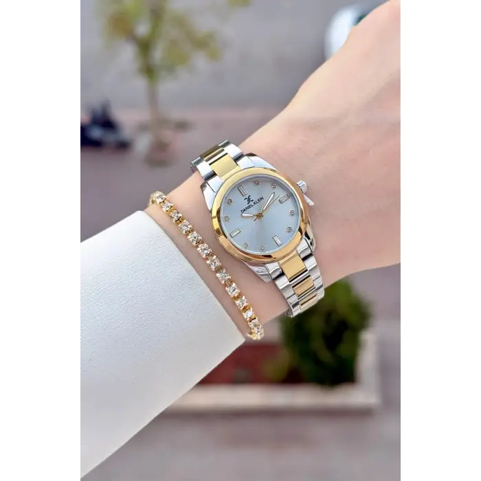 Gold Gümüş Renk 28 Mm Hediye Paketli Kadın Kol Saati