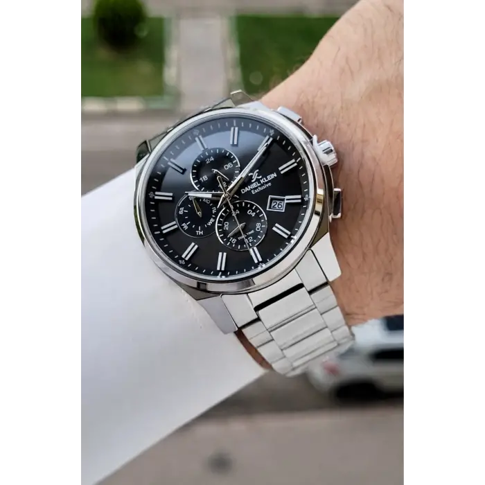 Kadranı Siyah Kordonu Gümüş Renk 44 Mm İç Göstergeleri Aktif Hediye Paketli Erkek Kol Saati