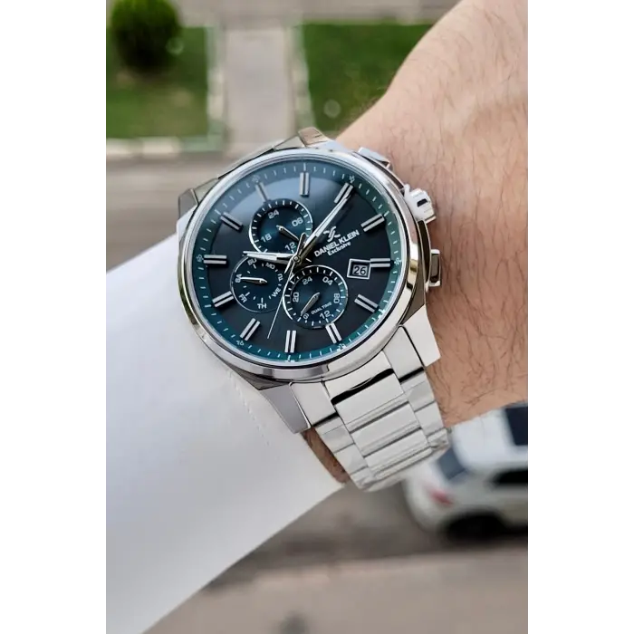 Kadranı Mavi Kordonu Gümüş Renk 44 Mm İç Göstergeleri Aktif Hediye Paketli Erkek Kol Saati