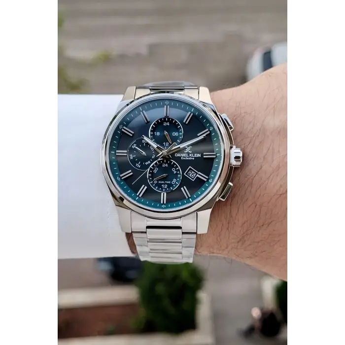 Kadranı Mavi Kordonu Gümüş Renk 44 Mm İç Göstergeleri Aktif Hediye Paketli Erkek Kol Saati