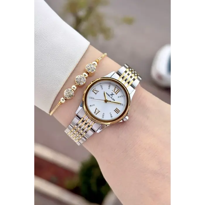 Gold Gümüş Renk 28 Mm Hediye Paketli Kadın Kol Saati