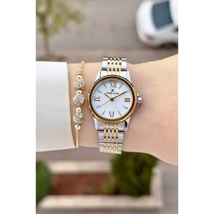 Gold Gümüş Renk 28 Mm Hediye Paketli Kadın Kol Saati