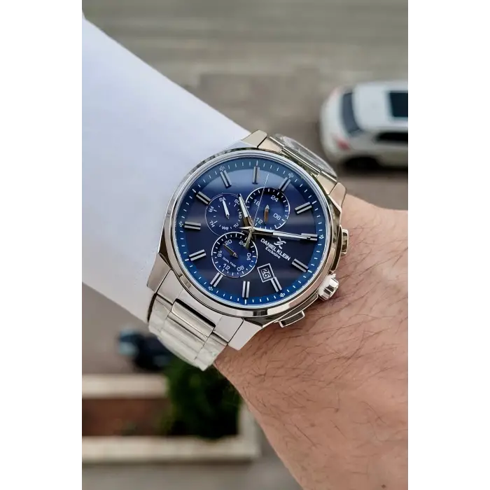 Kadranı Lacivert Kordonu Gümüş Renk 44 Mm İç Göstergeleri Aktif Hediye Paketli Erkek Kol Saati