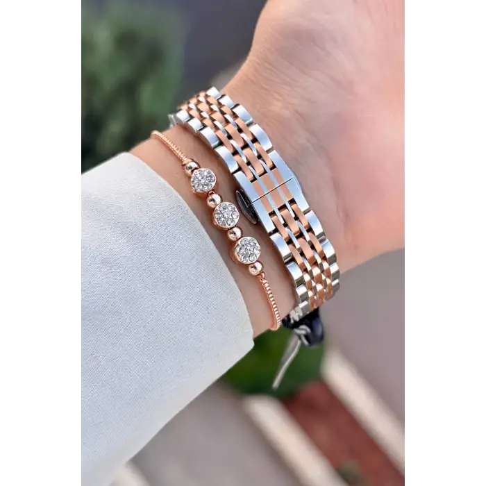 Rose Gümüş Renk 24 Mm Hediye Paketli Kadın Kol Saati