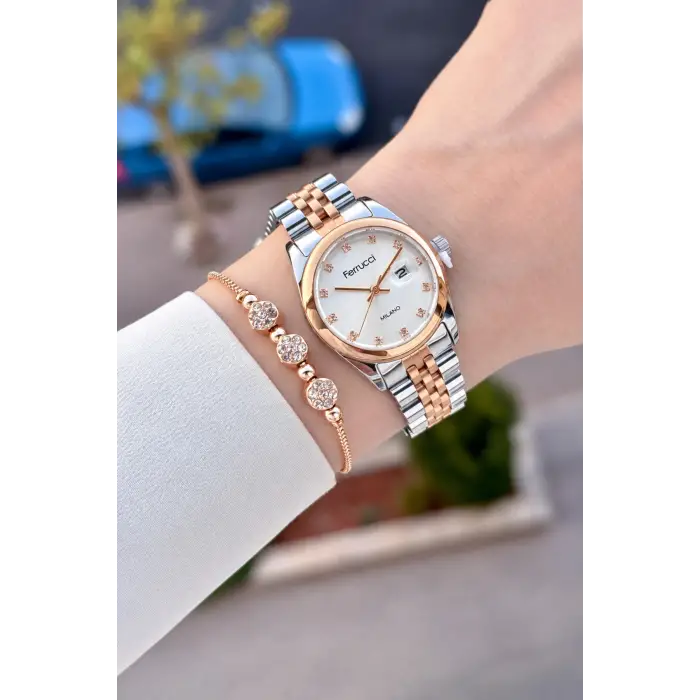 Rose Gümüş Renk 28 Mm Hediye Paketli Kadın Kol Saati