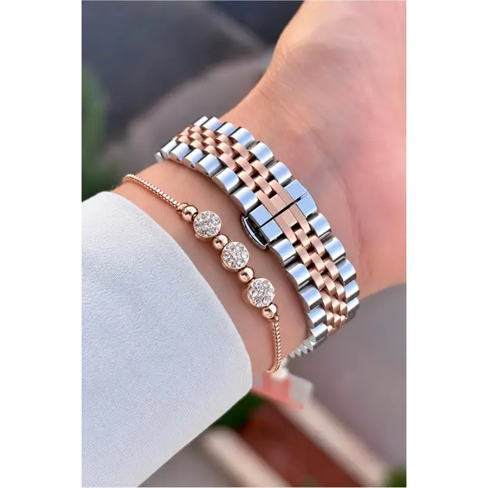 Rose Gümüş Renk 28 Mm Hediye Paketli Kadın Kol Saati