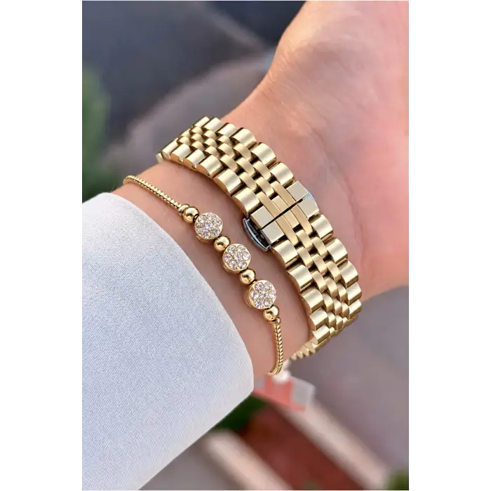 Gold Renk 28 Mm Hediye Paketli Kadın Kol Saati
