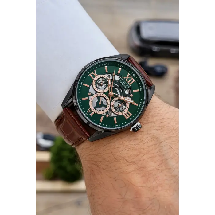 Kahverengi Yeşil Rose Renk İç Göstergeleri Aktif 45 Mm Erkek Kol Saati
