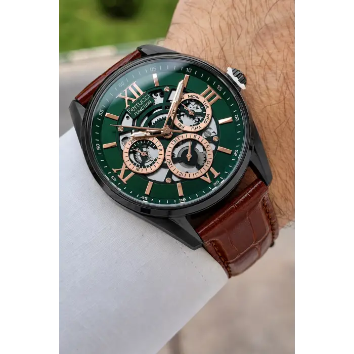Kahverengi Yeşil Rose Renk İç Göstergeleri Aktif 45 Mm Erkek Kol Saati