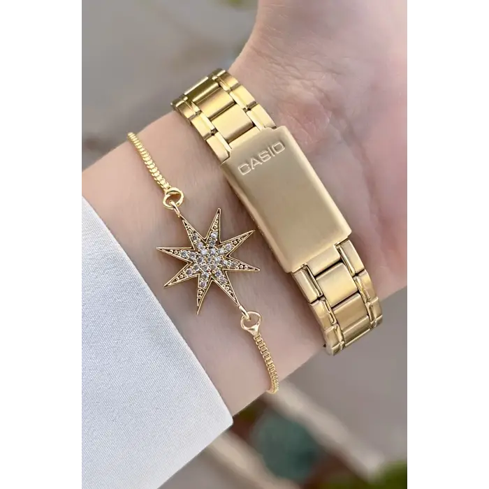 Casio CSISTE144 Gold Renk Takvimli Kadın Kol Saati