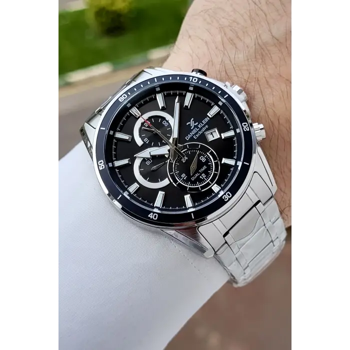 Kadranı Siyah Kordonu Gümüş Renk 44 Mm Hediye Paketli İç Göstergeleri Aktif Erkek Kol Saati