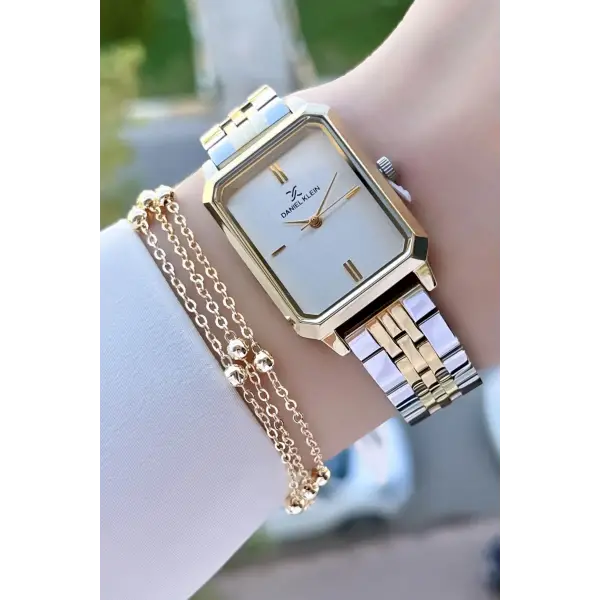 Daniel Klein DKISTE798 Gold Gümüş Renk Kadın Kol Saati ve Hediye Bileklik