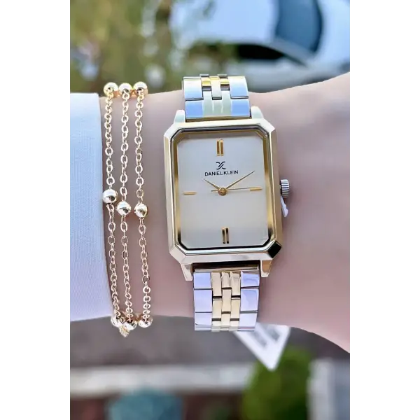 Daniel Klein DKISTE798 Gold Gümüş Renk Kadın Kol Saati ve Hediye Bileklik