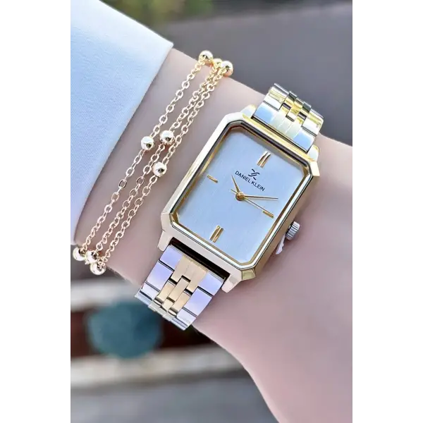 Daniel Klein DKISTE798 Gold Gümüş Renk Kadın Kol Saati ve Hediye Bileklik