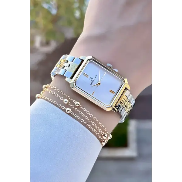 Daniel Klein DKISTE798 Gold Gümüş Renk Kadın Kol Saati ve Hediye Bileklik