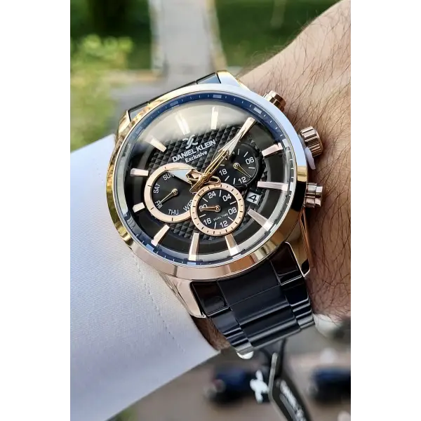 Daniel Klein DKISTE774 Kasası Rose Kordonu Siyah Renk İç Göstergeleri Aktif Erkek Kol Saati