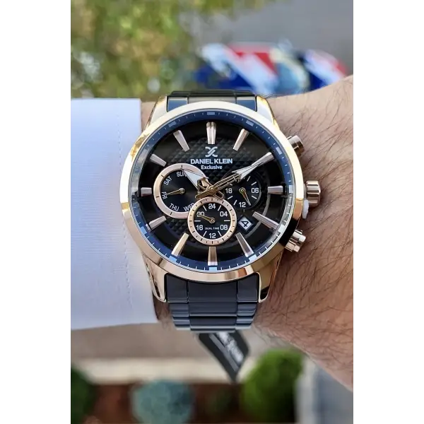 Daniel Klein DKISTE774 Kasası Rose Kordonu Siyah Renk İç Göstergeleri Aktif Erkek Kol Saati
