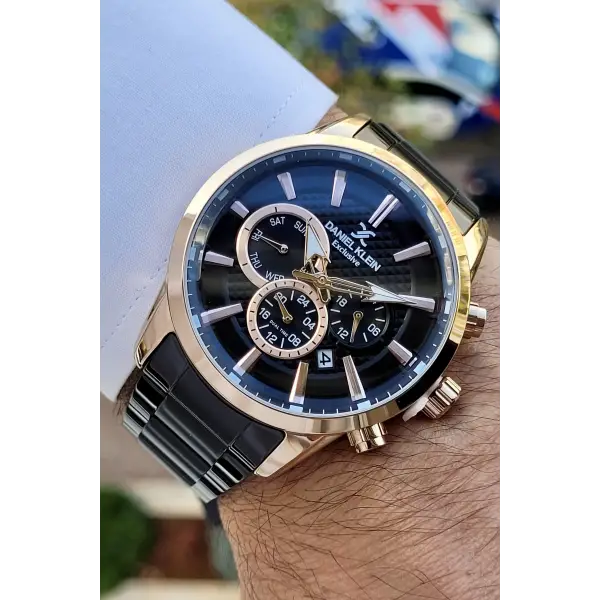 Daniel Klein DKISTE774 Kasası Rose Kordonu Siyah Renk İç Göstergeleri Aktif Erkek Kol Saati