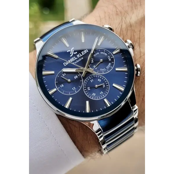 Daniel Klein DKISTE784 Lacivert Gümüş Renk İç Göstergeleri Aktif Erkek Kol Saati