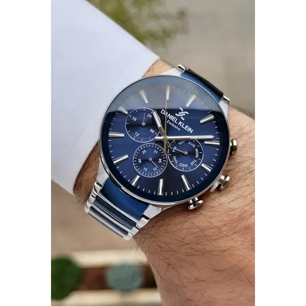 Daniel Klein DKISTE784 Lacivert Gümüş Renk İç Göstergeleri Aktif Erkek Kol Saati
