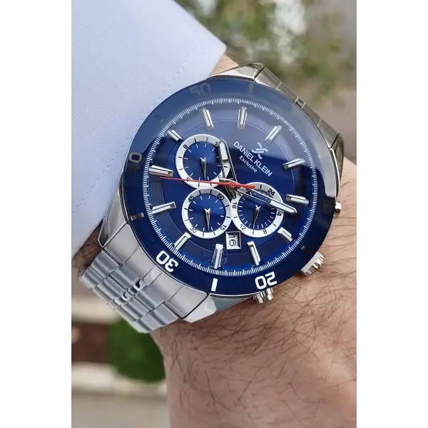 Daniel Klein DKISTE857 Kadranı Lacivert Kordonu Gümüş Renk İç Göstergeleri Aktif Erkek Kol Saati
