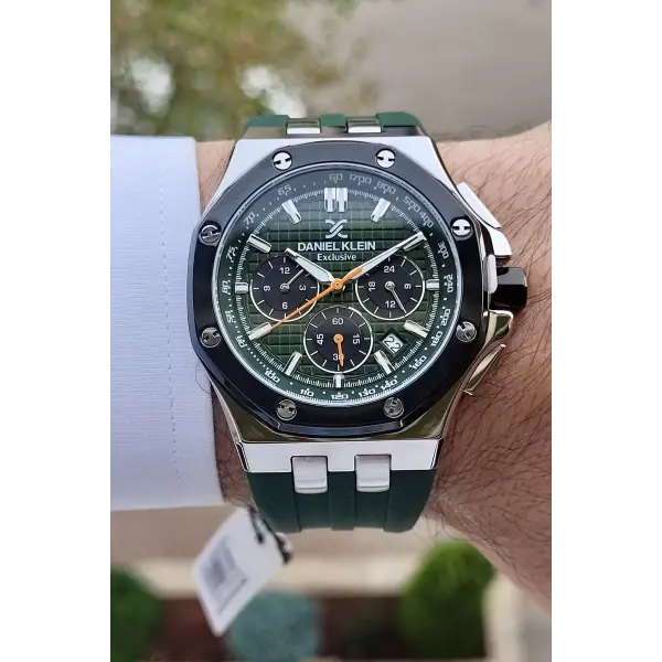 Daniel Klein DKISTE852 Kasası Gümüş Kordonu Yeşil Renk İç Göstergeleri Aktif Erkek Kol Saati