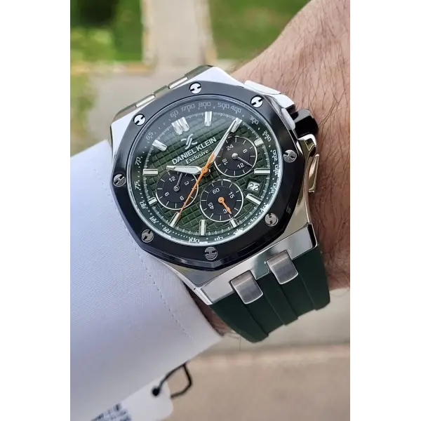 Daniel Klein DKISTE852 Kasası Gümüş Kordonu Yeşil Renk İç Göstergeleri Aktif Erkek Kol Saati