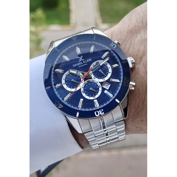 Daniel Klein DKISTE857 Kadranı Lacivert Kordonu Gümüş Renk İç Göstergeleri Aktif Erkek Kol Saati