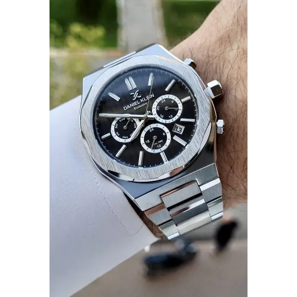 Daniel Klein DKISTE894 Kadranı Siyah Kordonu Gümüş Renk İç Göstergeleri Aktif Klipsli Erkek Kol Saati