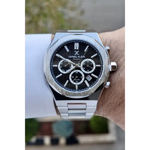 Daniel Klein DKISTE894 Kadranı Siyah Kordonu Gümüş Renk İç Göstergeleri Aktif Klipsli Erkek Kol Saati