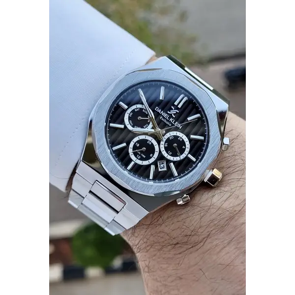 Daniel Klein DKISTE894 Kadranı Siyah Kordonu Gümüş Renk İç Göstergeleri Aktif Klipsli Erkek Kol Saati